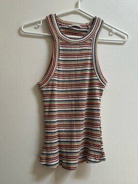 Zara Striped Ribbed Tank Top M